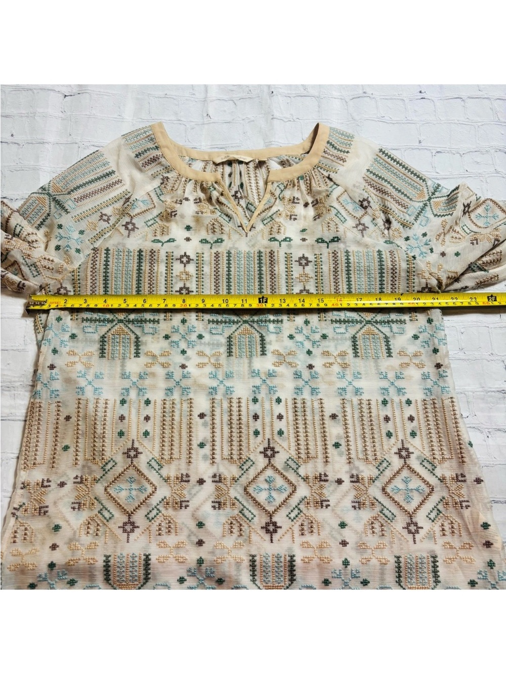 Soft Surroundings Womens Size M Top Sanibella Embroidered Semi Sheer *NO CAMI - Picture 7 of 12